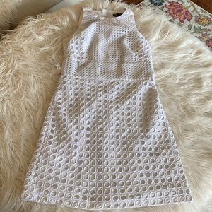 Banana Republic White Circle Eyelet Midi Dress